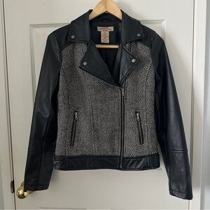 Paris Blues Black and Gray Leather Jacket Asymmetrical Design